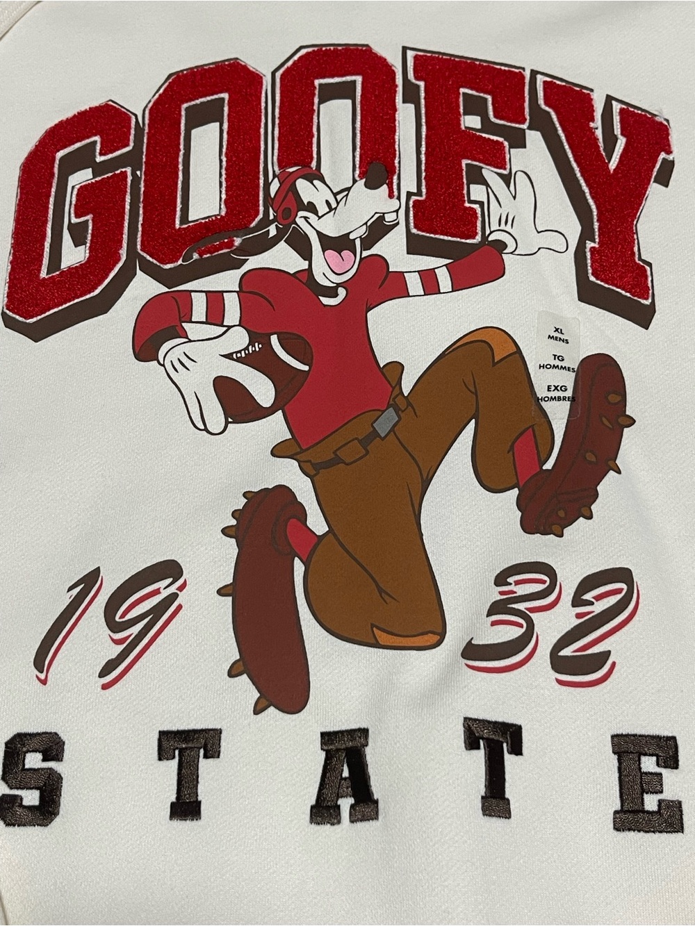 Disney Goofy Red and Brown Graphic Crewneck